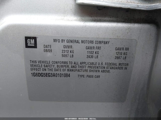 Продажа на аукционе авто 2010 Cadillac Cts Luxury, vin: 1G6DG5EG3A0101084, номер лота: 45180925