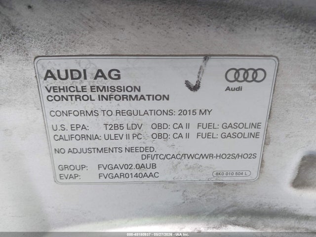 45180937 :رقم المزاد ، WAUAFAFL3FN034422 vin ، 2015 Audi A4 2.0t Premium مزاد بيع