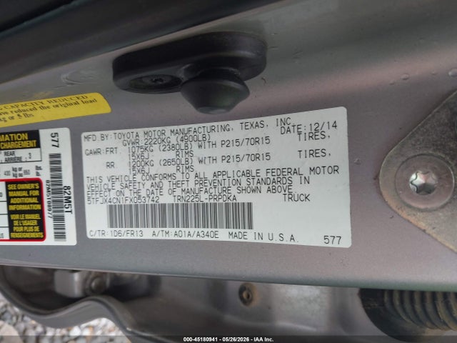 5TFJX4CN1FX053742 Toyota Tacoma