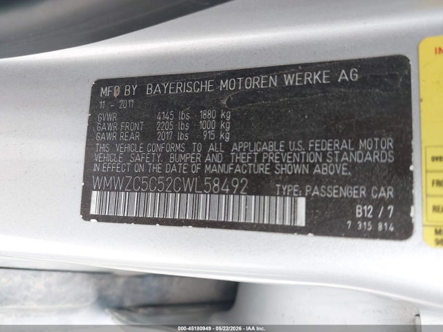 45180949 :رقم المزاد ، WMWZC5C52CWL58492 vin ، 2012 Mini Cooper S Countryman مزاد بيع