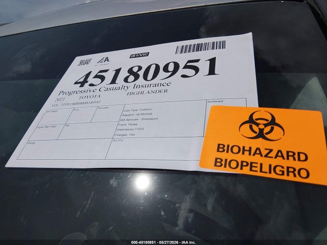 5TDFZRBH8MS149542 Toyota Highlander Platinum