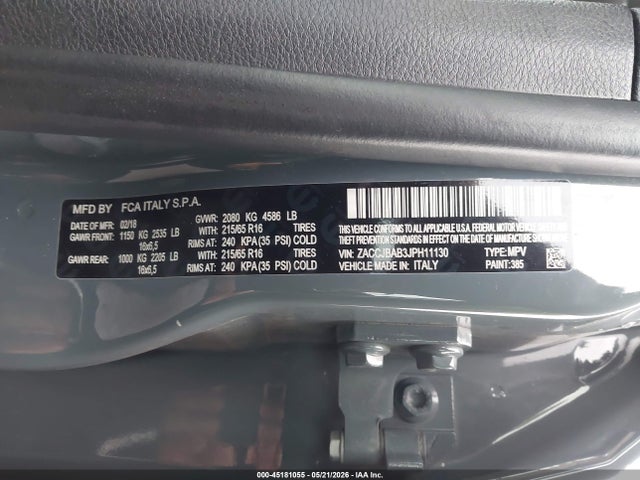 Aukcja sprzedaży 2018 Jeep Renegade Sport 4x4, vin: ZACCJBAB3JPH11130, numer aukcji: 45181055