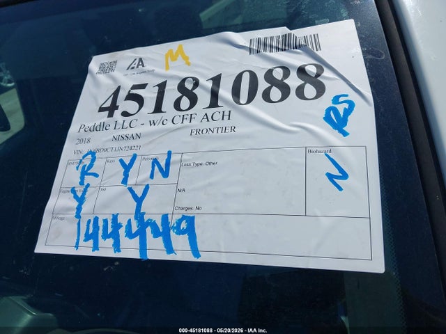 1N6BD0CT1JN724221 Nissan FRONTIER S