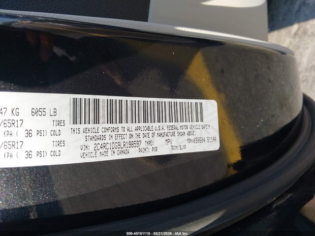 2020 Chrysler Voyager Lxi მანქანა იყიდება აუქციონზე, vin: 2C4RC1DG9LR198597, აუქციონის ნომერი: 45181118