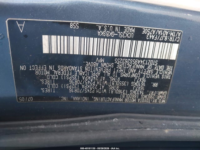 Aukcja sprzedaży 2005 Toyota Sequoia Sr5 V8, vin: 5TDZT34A95S263255, numer aukcji: 45181130