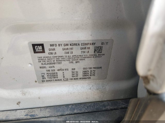 Aukcja sprzedaży 2017 Buick Encore Preferred, vin: KL4CJASB5HB173327, numer aukcji: 45181153