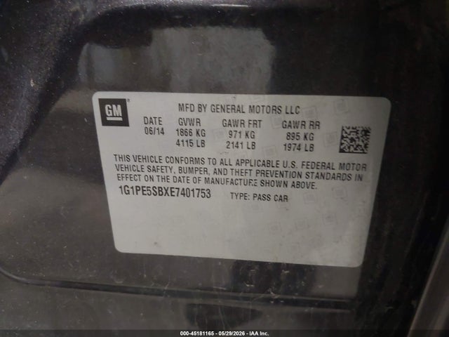 Chevrolet Cruze 2lt Auto 2014 1G1PE5SBXE7401753 Image 9