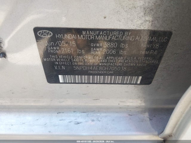 Aukcja sprzedaży 2016 Hyundai Elantra Se, vin: 5NPDH4AE8GH705038, numer aukcji: 45181185