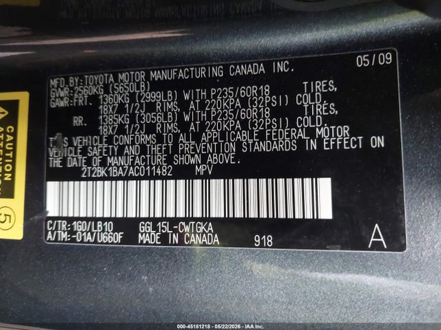 Продаж на аукціоні авто 2010 Lexus Rx 350, vin: 2T2BK1BA7AC011482, номер лоту: 45181218