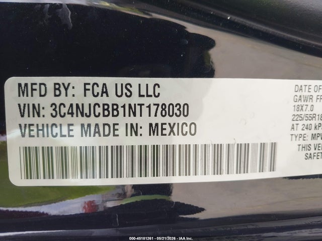 3C4NJCBB1NT178030 Jeep Compass Altitude Fwd