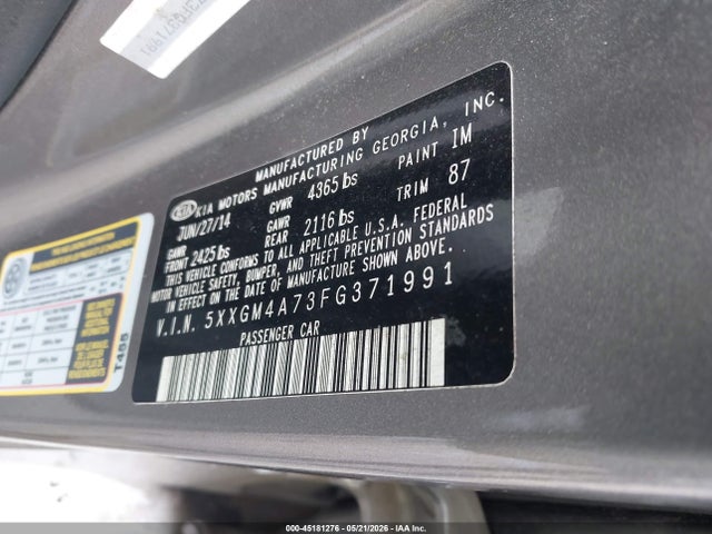 Aukcja sprzedaży 2015 Kia Optima Lx, vin: 5XXGM4A73FG371991, numer aukcji: 45181276