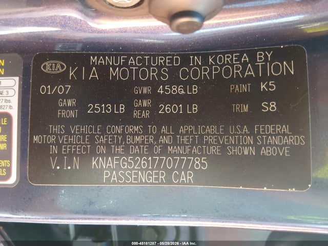 Продаж на аукціоні авто 2007 Kia Rondo Lx V6, vin: KNAFG526177077785, номер лоту: 45181287