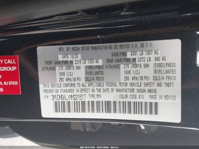 Продажа на аукционе авто 2021 Mazda Cx-30 2.5 S, vin: 3MVDMBALXMM221617, номер лота: 45181320