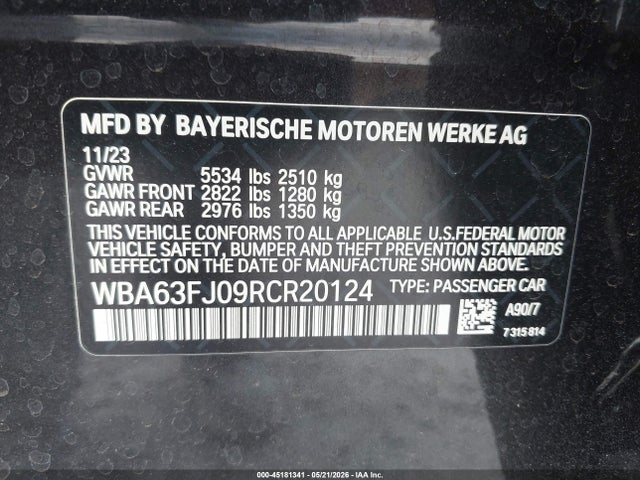 BMW 540i Xdrive 2024 WBA63FJ09RCR20124 Image 9