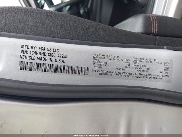 45181349 :رقم المزاد ، 1C4RDHDG3SC544950 vin ، 2025 Dodge Durango Gt Rwd مزاد بيع