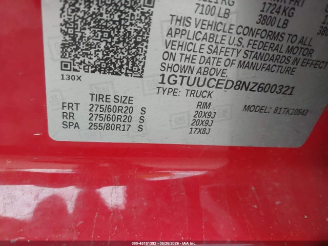 GMC Sierra 1500 4wd Short Box Elevation 2022 1GTUUCED8NZ600321 Image 9