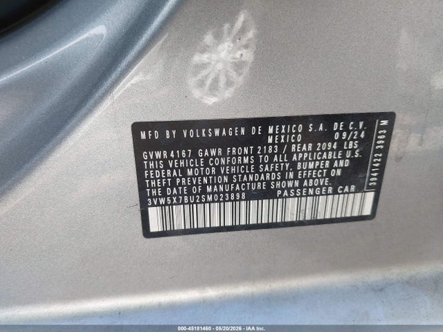 45181460 :رقم المزاد ، 3VW5X7BU2SM023898 vin ، 2025 Volkswagen Jetta 1.5t S مزاد بيع