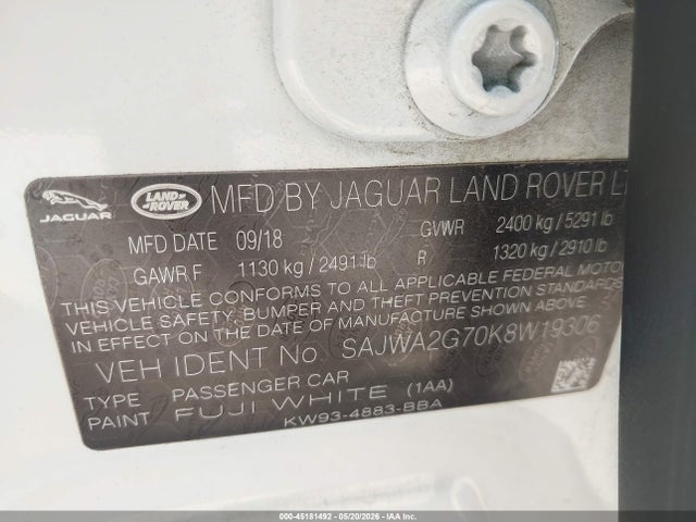 2019 Jaguar Xj Xj50 V6/xjl Portfolio მანქანა იყიდება აუქციონზე, vin: SAJWA2G70K8W19306, აუქციონის ნომერი: 45181492