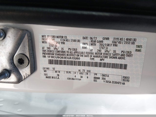 Ford ESCAPE SE 2014 1FMCU9G93EUA15260 Image 9