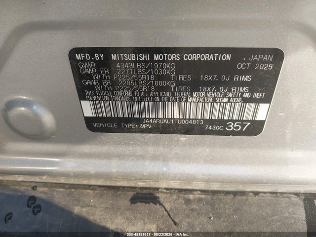 Продаж на аукціоні авто 2026 Mitsubishi Outlander Sport 2.0 Es/2.0 Le/2.0 Ralliart/2.0 S/2.0 Se/2.0 Trail Edition, vin: JA4ARUAU1TU004813, номер лоту: 45181617