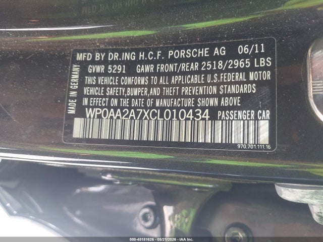 Aukcja sprzedaży 2012 Porsche Panamera 4, vin: WP0AA2A7XCL010434, numer aukcji: 45181626