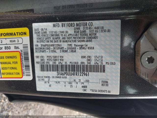 Продажа на аукционе авто 2015 Ford Fusion Hybrid S, vin: 3FA6P0UU4FR122961, номер лота: 45181628