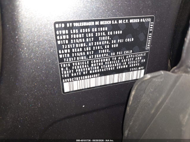 Продаж на аукціоні авто 2025 Volkswagen Taos 1.5t S, vin: 3VV5C7B23SM064667, номер лоту: 45181736