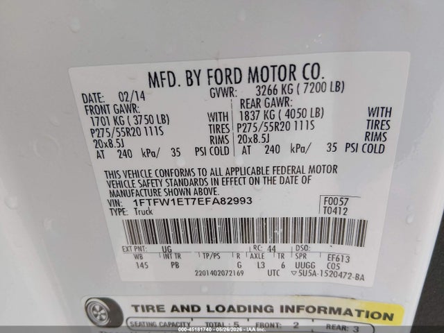 Ford F-150 Platinum 2014 1FTFW1ET7EFA82993 Image 9