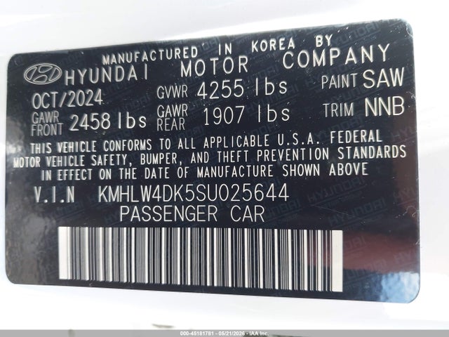 Продажа на аукционе авто 2025 Hyundai Elantra N, vin: KMHLW4DK5SU025644, номер лота: 45181781