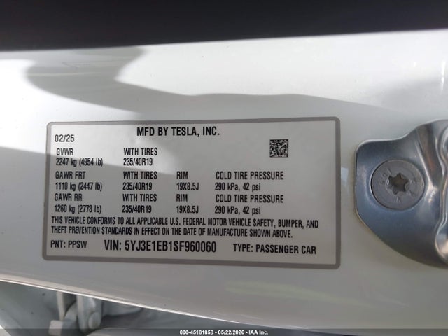 Tesla Model 3 Long Range All-wheel Drive 2025 5YJ3E1EB1SF960060 Image 9