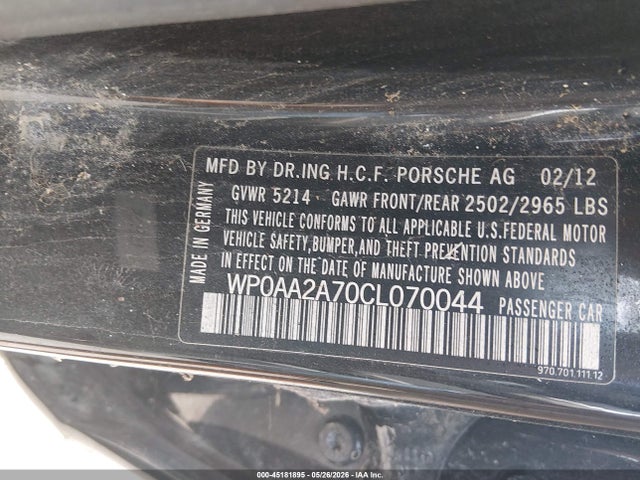 Auction sale of the 2012 Porsche Panamera 4, vin: WP0AA2A70CL070044, lot number: 45181895