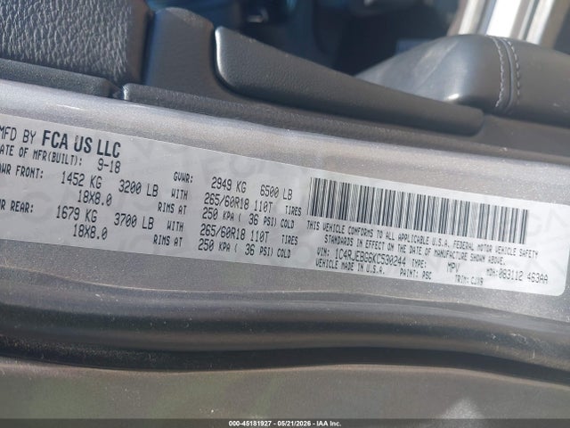 1C4RJEBG6KC530244 Jeep Grand Cherokee Limited 4x2