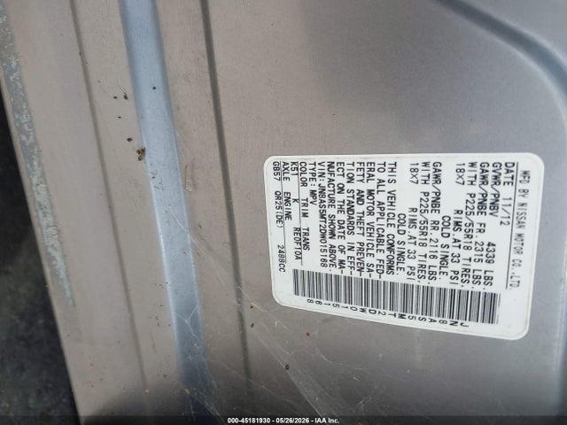 Продаж на аукціоні авто 2013 Nissan Rogue Sv W/sl Pkg, vin: JN8AS5MT2DW015168, номер лоту: 45181930