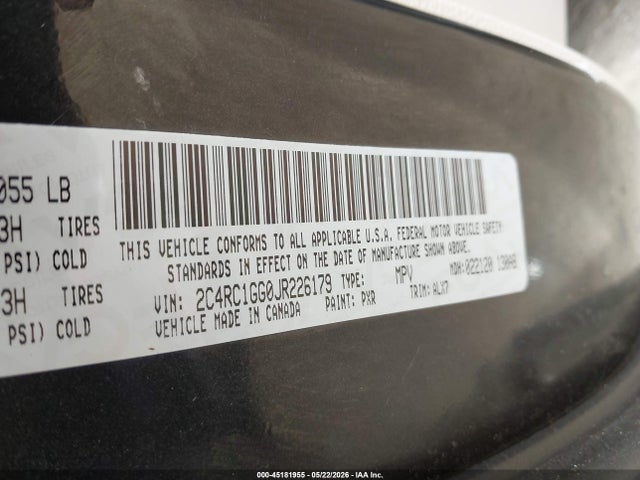 45181955 :رقم المزاد ، 2C4RC1GG0JR226179 vin ، 2018 Chrysler Pacifica Limited مزاد بيع