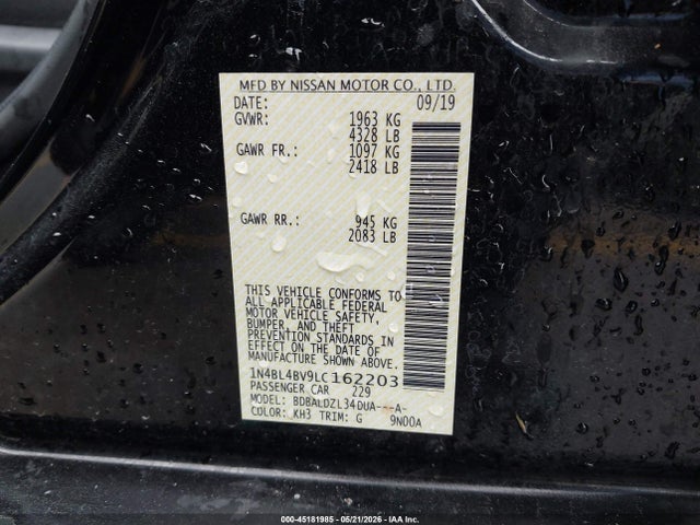 1N4BL4BV9LC162203 Nissan Altima S Fwd