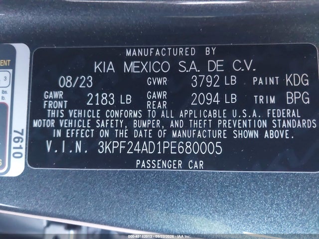 KIA Forte Lxs 2023 3KPF24AD1PE680005 Image 9