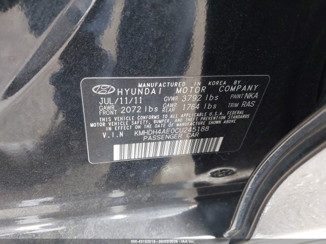 Продаж на аукціоні авто 2012 Hyundai Elantra Gls (ulsan Plant), vin: KMHDH4AE0CU245188, номер лоту: 45182019