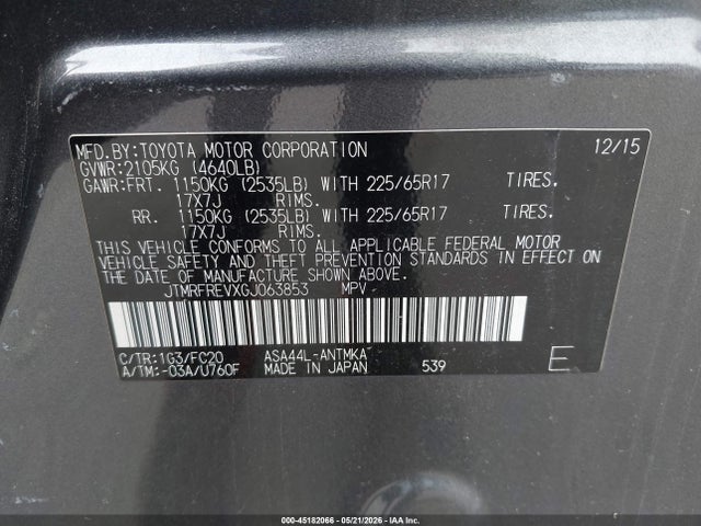Продаж на аукціоні авто 2016 Toyota Rav4 Xle, vin: JTMRFREVXGJ063853, номер лоту: 45182066