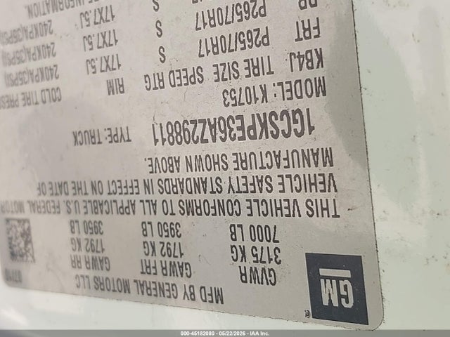 2010 Chevrolet Silverado 1500 Work Truck მანქანა იყიდება აუქციონზე, vin: 1GCSKPE36AZ298811, აუქციონის ნომერი: 45182080