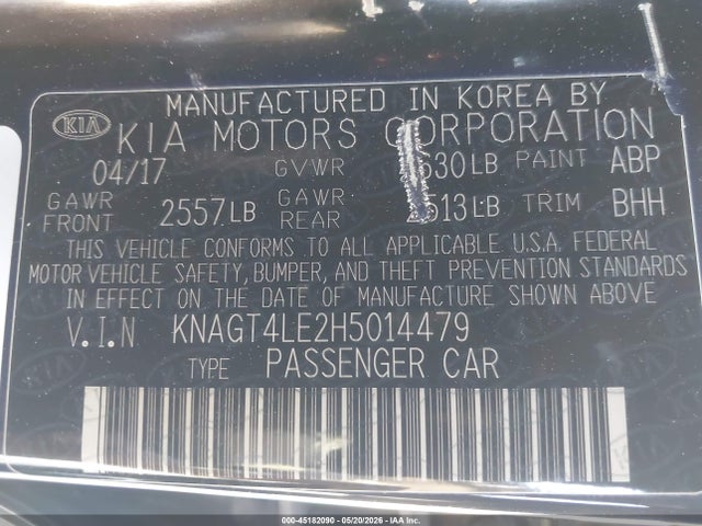 KIA OPTIMA HYBRID 2017 KNAGT4LE2H5014479 Image 9