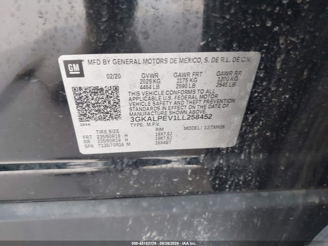 Продаж на аукціоні авто 2020 Gmc Terrain Fwd Slt, vin: 3GKALPEV1LL258452, номер лоту: 45182129