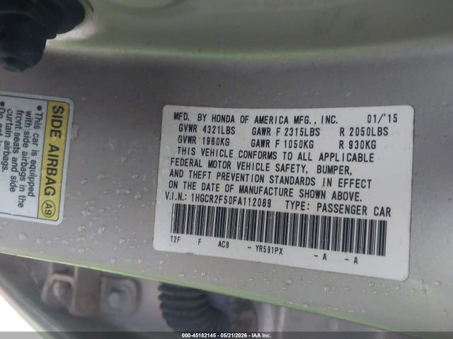 Honda Accord Sport 2015 1HGCR2F50FA112089 Image 9