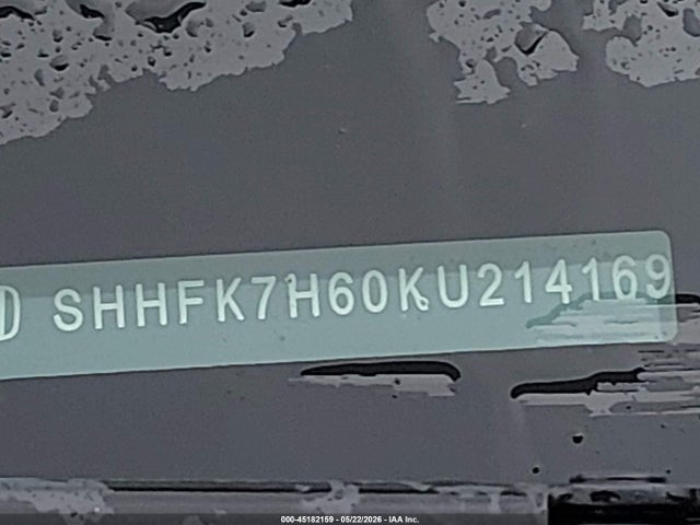 2019 Honda Civic Ex მანქანა იყიდება აუქციონზე, vin: SHHFK7H60KU214169, აუქციონის ნომერი: 45182159