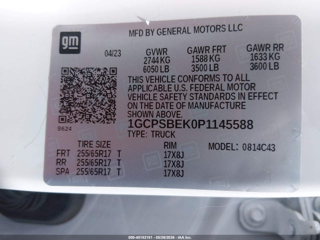 Продаж на аукціоні авто 2023 Chevrolet Colorado 2wd  Short Box Wt, vin: 1GCPSBEK0P1145588, номер лоту: 45182181