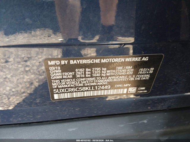 Продаж на аукціоні авто 2019 Bmw X5 Xdrive40i, vin: 5UXCR6C58KLL12449, номер лоту: 45182192