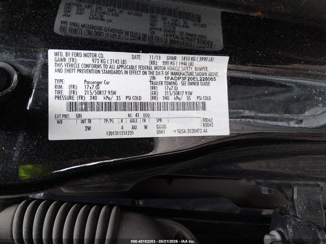 2014 Ford Focus Se მანქანა იყიდება აუქციონზე, vin: 1FADP3F20EL228065, აუქციონის ნომერი: 45182203