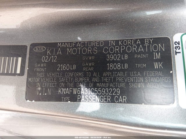 2012 Kia Forte Koup Sx მანქანა იყიდება აუქციონზე, vin: KNAFW6A31C5593229, აუქციონის ნომერი: 45182256