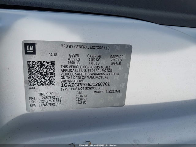 Chevrolet Express 3500 Lt 2018 1GAZGPFG6J1260701 Image 9