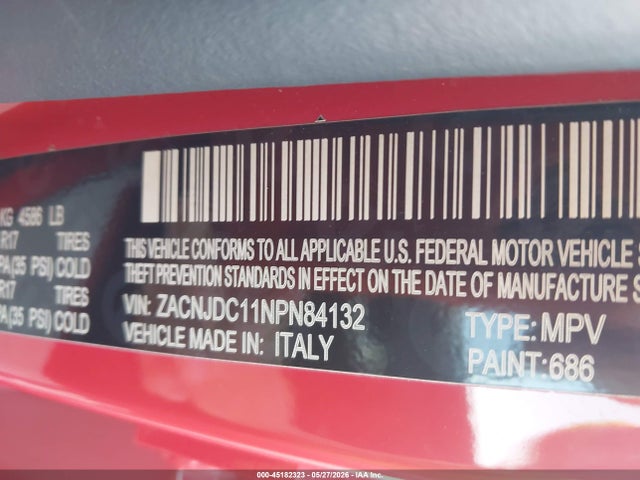Aukcja sprzedaży 2022 Jeep Renegade Trailhawk 4x4, vin: ZACNJDC11NPN84132, numer aukcji: 45182323