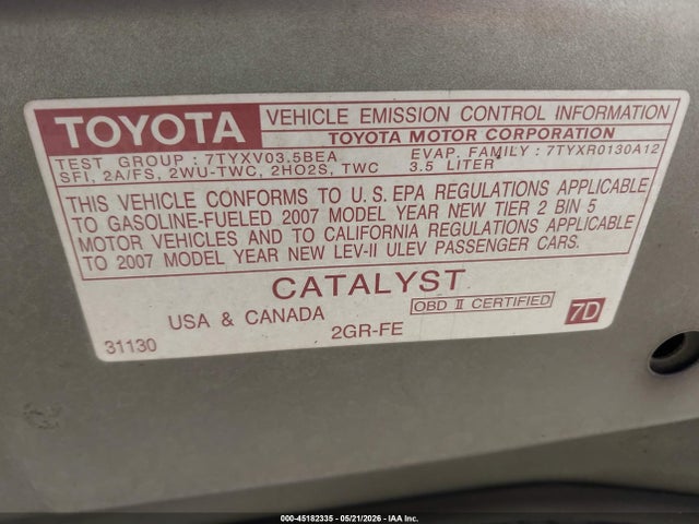 Aukcja sprzedaży 2007 Toyota Avalon Touring, vin: 4T1BK36B77U188754, numer aukcji: 45182335